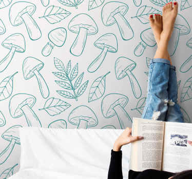 Papel tapiz animales contornos de hongos - TenVinilo