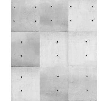 Concrete vinyl wallpaper with a "dirty" white pattern composed of concrete imitation rectangles arranged vertically, perfect for your dining room.