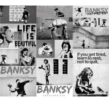 Banksy's work of art is something that we all love. His full of hidden meaning posters create a perfect artistic wallpaper, made especially for you.
