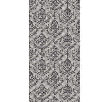 Sublime classic ornamental wallpaper with gray background and black drawings. An ideal product to decorate your living room.