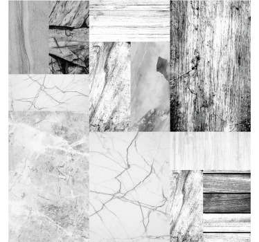 Wonderful textures and patterns vinyl wallpaper formed by several pieces of marble with neutral tones between black and white!