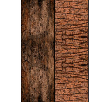 Rustic nature wallpaper with a pattern formed by wide bands to imitate the wood of the tree trunks with two different types.