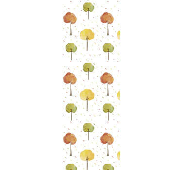 Lindo papel de parede vinilico de natureza com padrão de árvores, características do outono que fará a decoração ideal para o seu quarto!