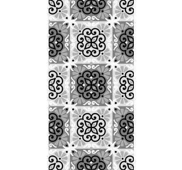 Un diseño de azulejos hidráulicos portugueses grises ideal para empapelar las paredes de tu hogar. Papel pared clásico para las paredes de tu casa.