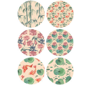 水彩草地圆圈图案壁纸 - TenStickers