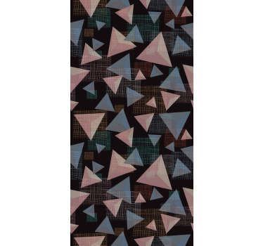 Superb modern wallpaper with a pattern composed of multiple pink and blue triangles of various sizes overlaid on a black background.