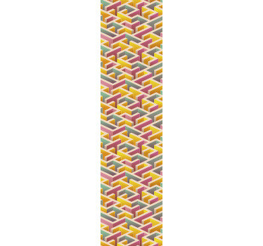 Do not get lost in this abstract wallpaper with the colourful labirynth. Pink, blue and yellow are a perfect combination so order it now.