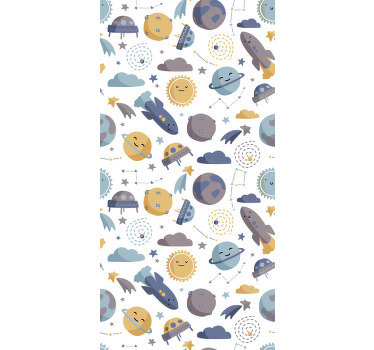 ¡La mayoría de los niños adoran todo lo relacionado con el tema del espacio, por lo que creamos este papel pintado de la habitación infantil que les encantará!