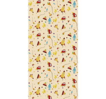 Baby on the way? So, it's time to start decorating his/her room! This kids bedroom wallpaper with an amazing pattern composed by toys is perfect.