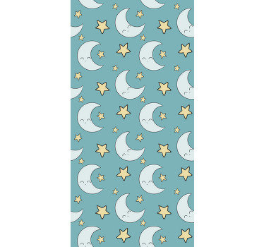 Looking for a beautifull way to personalize your baby's room? Then, this kids room wallpaper with a pattern of moons and stars is perfect for you.