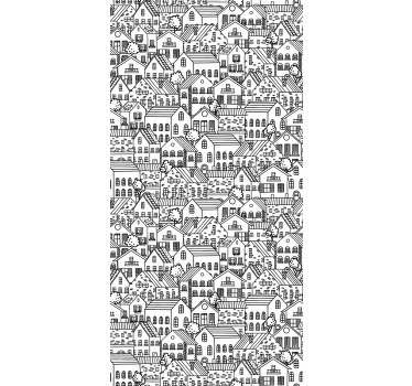 Este increíble papel pintado blanco es una decoración clásica que muestra el diseño de bonitos edificios diferentes que crean un hermoso mosaico. Fácil colocación.