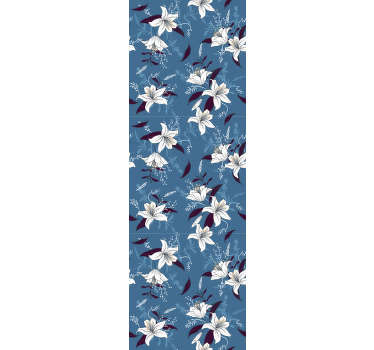 If you love lilies and floral patterns, then this magnificent floral wallpaper with a pattern of white lilies on a blue background is perfect for you!