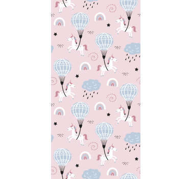 Papel pintado rosado para niños con unicornios - TenVinilo