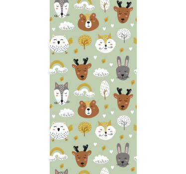 Dê uma olhada neste papel de parede de animais cheio de belos ursos, veados e coelhos. Essa é uma combinação perfeita e moderna!