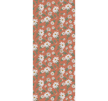 Tapete Gänseblümchen Blume roter Hintergrund - TenStickers