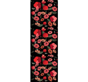 Majestic vintage wallpaper of red and pink tulips on a black background perfect to create a new atmosphere in your living room.