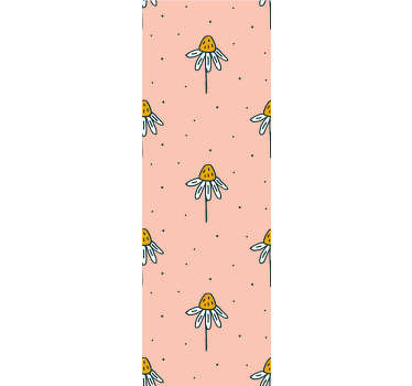 Decora camera copilului tău cu acest frumos tapet floral cu un model de margarete desenate manual pe un fundal roz care va place!