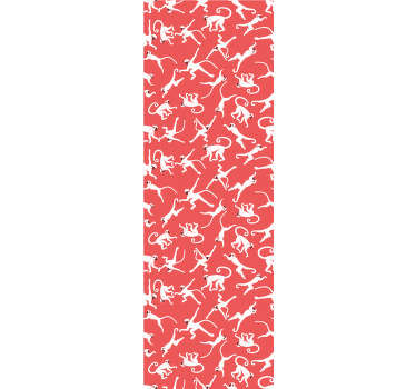 Redecorate your living room or bedroom with this animal wallpaper full of cute monkeys jumping around the red background. High quality!