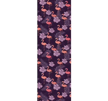 Rausvos spalvos flamingos su palmių medžio tapetai - „Tenstickers“