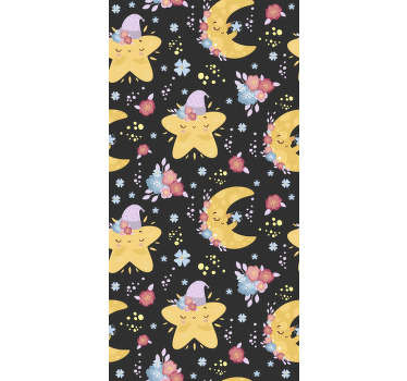 Papel de parede para berçário lua e estrelas - TenStickers