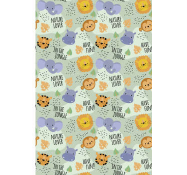 Retrouvez tous les animaux sur ce papier peint chambre bébé avec un fond vert subtil. Inscrivez-vous pour obtenir un rabais de 10% sur votre commande!