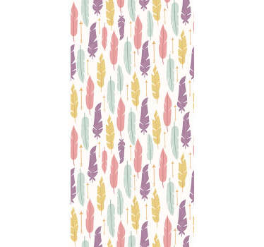 Crea la casa de tus sueños con este papel pared lleno de colores con un diseño vívido de plumas y flechas ¡Alta calidad!