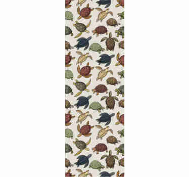 Decorate your kid's bedroom with this fantastic animal wallpaper with a pattern of many turtles in different colors with a vintage touch.