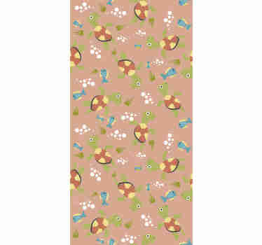 Fishes and turtles pattern fish wallpaper - TenStickers