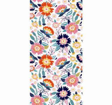 Looking for a colorful complement for your home decor? Then, this ornamental wallpaper with a pattern of spring flowers in many different colors.