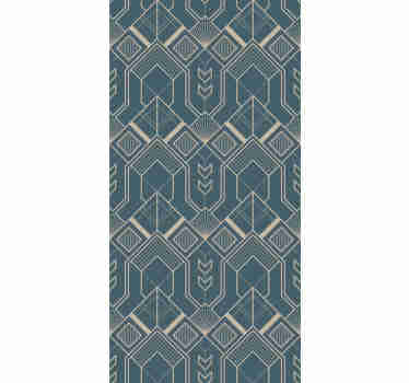 An amazing vintage wallpaper with a pattern of beige polygonal figures in a dark blue background that will fit great in minimalists decors.