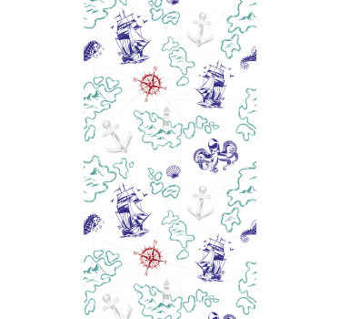 Papier peint chambre enfant thème aventure nautique - TenStickers