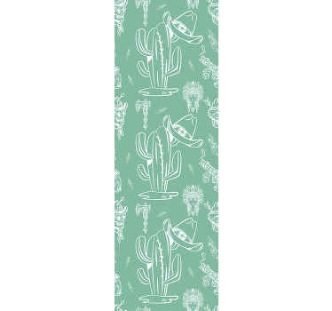 Papel pintado salón patrón cowboy verde - TenVinilo