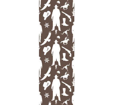 Kavboj in konji vzorec spalnice tapeta - TenStickers