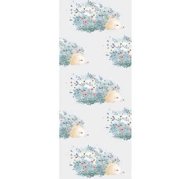 Papel tapiz animales patrón floral de erizo - TenVinilo