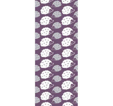Papel tapiz animales patrón de erizo morado - TenVinilo