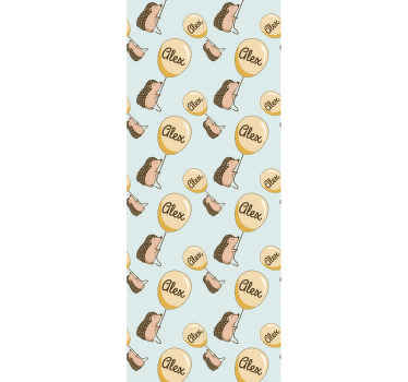 Papel tapiz infantil erizos con globos y nombre - TenVinilo