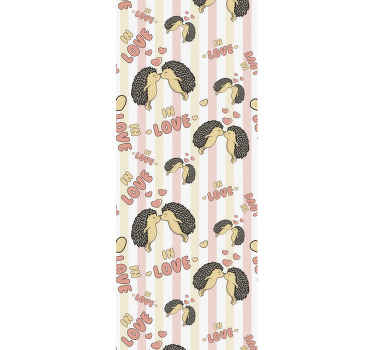 Papel pintado infantil puercoespín enamorado - TenVinilo