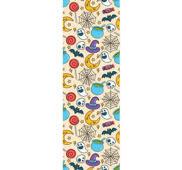 Papel tapiz Halloween patrón colorido espeluznante - TenVinilo