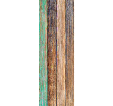 Papel pintado madera laminado azul y marrón - TenVinilo