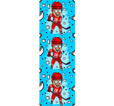 Papier peint rayé personnages de hockey de dessin animé - TenStickers