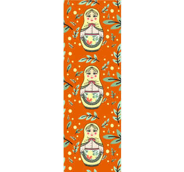 Papel tapiz floral patrón tradicional de matrioska - TenVinilo