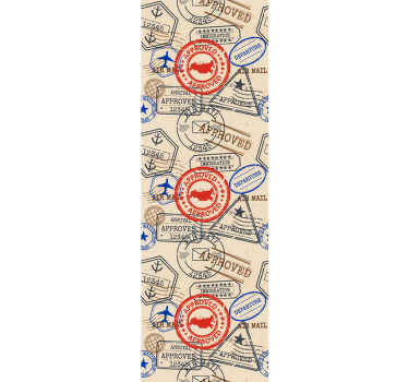 produtodecorativo de papel de parede de carimbo de viagem com diferentes carimbos de aprovação, o mesmo estilo de um passaporte. é fácil de aplicar e de alta qualidade.