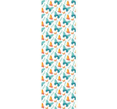 Papel pintado mariposas azules y naranjas - TenVinilo