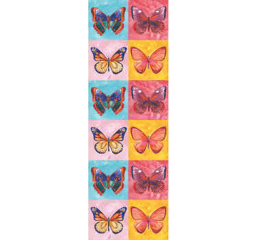 Papel pintado recibidor azulejos mariposas vintage - TenVinilo