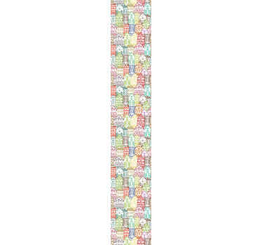 Papel pintado infantil patrón casas nórdicas - TenVinilo