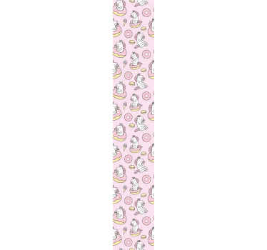 Our decorative pink unicorn illustration pattern wallpaper for your child's room. Contains prints of unicorns having a swell time with ice-creams.
