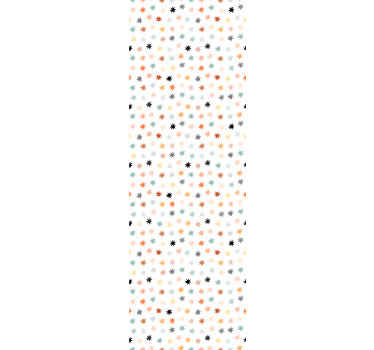 Papel de parede estampado com coroa multicolorida que seria uma boa ideia para embelezar o quarto de bebês, crianças, adolescentes e adultos.
