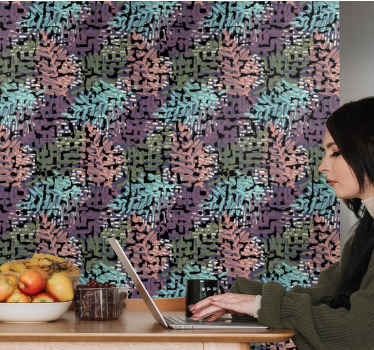 葉壁紙 デジタル葉模様 - TENSTICKERS