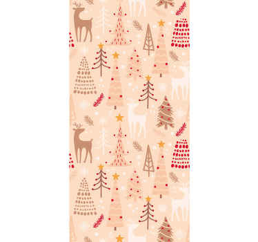 Papel tapiz navidad patrón de reno festivo - TenVinilo