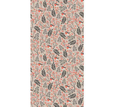 Linnut ja kukat olohuone tapetti - Tenstickers